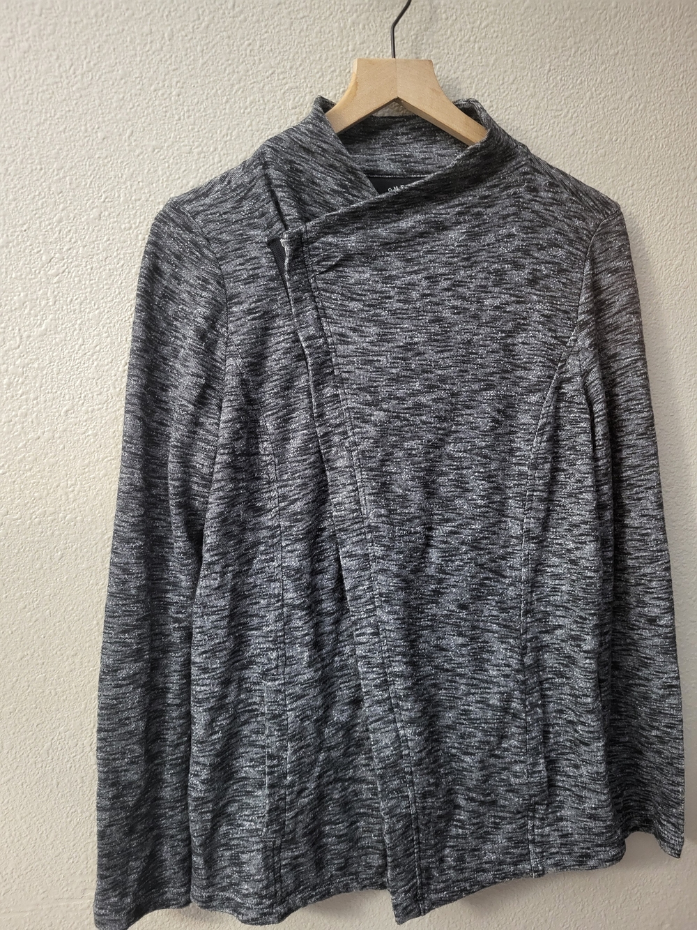 GH Bass Jacket Women Med Gray Black Moto Full Zip with Pockets